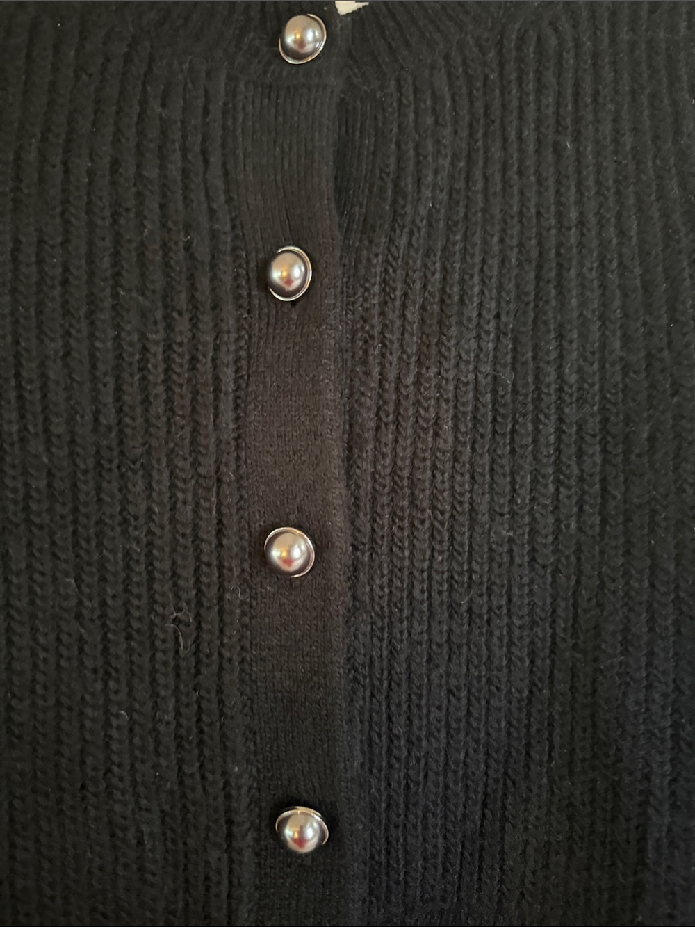 Abercrombie & Fitch Black Ribbed Button-Front Cardigan - Picture 3 of 8